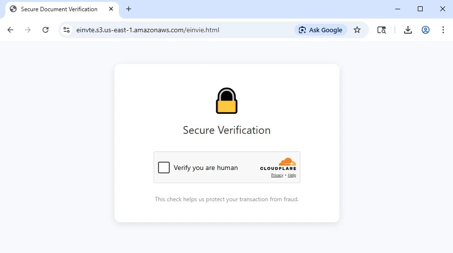 Σελίδα Cloudflare CAPTCHA (Πηγή - Elastic)
